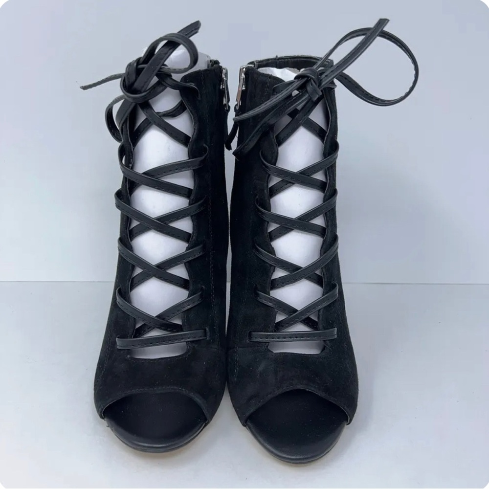 Sam Edelman Yvie Booties Block Heels Lace Up Suede Booties Sz 10M